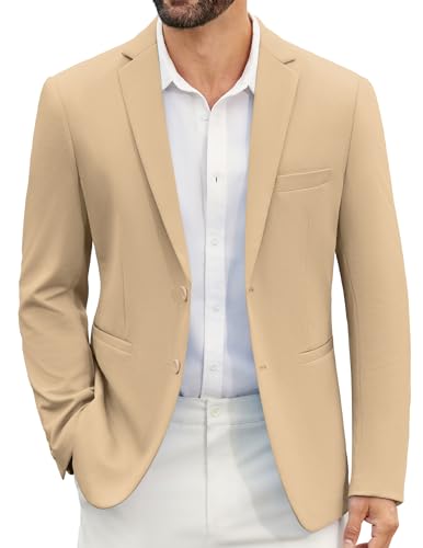 COOFANDY Blazer Herren Business Sportliche Sakko Slim Fit Revers Kragen Anzugjacke Khaki S von COOFANDY