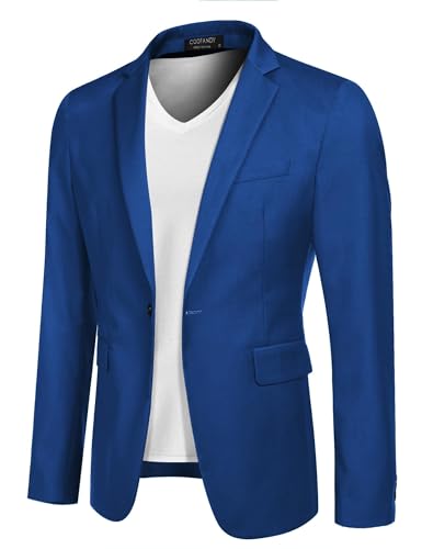 COOFANDY Blazer Herren Sakko Anzug Sportlich Anzugjacke für Business Hochzeit EIN Knopf Sportjacke Anzug-Sakko Modern Klassischer Jackett für Männer Himmelblau L von COOFANDY