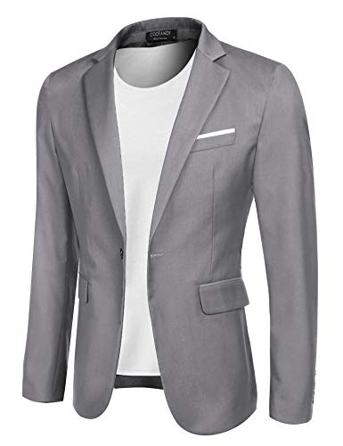 COOFANDY Blazer Herren Sakko Herren Slim Fit Sportlich Business Anzugjacken für Herren Hellgrau XS02 von COOFANDY