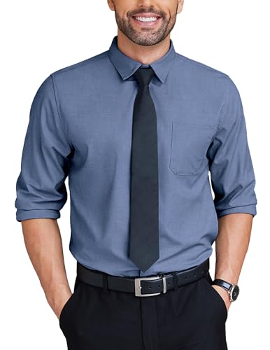 COOFANDY Businesshemd Herren - Langarm Bügelfrei Businesshemd Freizeithemd Button Down Hemd Unifarben Anzughemd Regular Fit Blau XL COOFANDY Businesshemd Herren - Langarm Bügelfrei Businesshemd Freizeithemd Button Down Hemd Unifarben Anzughemd Regular Fit Blau XL von COOFANDY