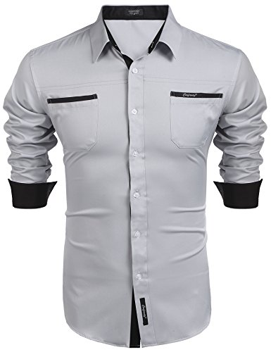 COOFANDY Button Down Hemd Herren Langarm Business Hemd Regular Fit Freizeithemd Anzug Hemd Bügelfrei Herrenhemd mit Brusttasche Silbergrau Sibrig L COOFANDY Button Down Hemd Herren Langarm Business Hemd Regular Fit Freizeithemd Anzug Hemd Bügelfrei Herrenhemd mit Brusttasche Silbergrau Sibrig L von COOFANDY