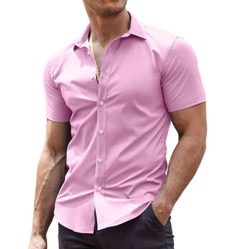 COOFANDY Hemden Herren Kurzarm Sommerhemd Bügelfrei Businesshemd Stretch Herrenhemden Kurzarm Freizeithemden Kurzarmhemd Anzug Hemd Slim Fit Hell-pink XL COOFANDY Hemden Herren Kurzarm Sommerhemd Bügelfrei Businesshemd Stretch Herrenhemden Kurzarm Freizeithemden Kurzarmhemd Anzug Hemd Slim Fit Hell-pink XL von COOFANDY