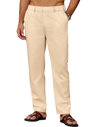 COOFANDY Freizeithose Herren Leinenhose Sommerhose Leicht Herrenhosen Pants Regular Fit Sommer Dünne Hosen Arbeitshosen Strandhose mit Elastischer Bund Hellbraun S COOFANDY Freizeithose Herren Leinenhose Sommerhose Leicht Herrenhosen Pants Regular Fit Sommer Dünne Hosen Arbeitshosen Strandhose mit Elastischer Bund Hellbraun S von COOFANDY