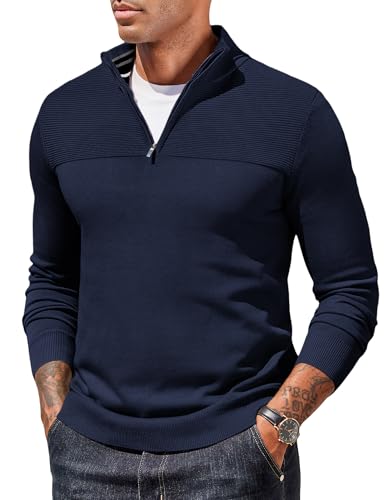 COOFANDY Half Zip Pullover Herren Rollkragenpullover mit Reißverschluss Winterpullover Turtleneck Sweater 1/4 Zip Pullover Winter Arbeitspullover Dunkelblau M COOFANDY Half Zip Pullover Herren Rollkragenpullover mit Reißverschluss Winterpullover Turtleneck Sweater 1/4 Zip Pullover Winter Arbeitspullover Dunkelblau M von COOFANDY