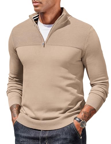 COOFANDY Half Zip Pullover Herren Rollkragenpullover mit Reißverschluss Winterpullover Turtleneck Sweater 1/4 Zip Pullover Winter Arbeitspullover Khaki M COOFANDY Half Zip Pullover Herren Rollkragenpullover mit Reißverschluss Winterpullover Turtleneck Sweater 1/4 Zip Pullover Winter Arbeitspullover Khaki M von COOFANDY