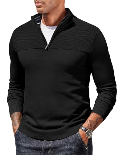 COOFANDY Half Zip Pullover Herren Rollkragenpullover mit Reißverschluss Winterpullover Turtleneck Sweater 1/4 Zip Pullover Winter Arbeitspullover Schwarz M COOFANDY Half Zip Pullover Herren Rollkragenpullover mit Reißverschluss Winterpullover Turtleneck Sweater 1/4 Zip Pullover Winter Arbeitspullover Schwarz M von COOFANDY