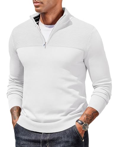 COOFANDY Half Zip Pullover Herren Rollkragenpullover mit Reißverschluss Winterpullover Turtleneck Sweater 1/4 Zip Pullover Winter Arbeitspullover Weiß XL COOFANDY Half Zip Pullover Herren Rollkragenpullover mit Reißverschluss Winterpullover Turtleneck Sweater 1/4 Zip Pullover Winter Arbeitspullover Weiß XL von COOFANDY
