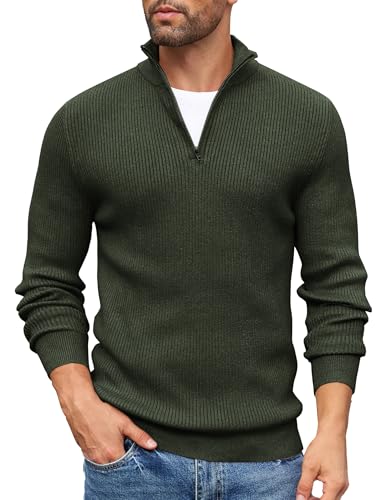 COOFANDY Half Zip Pullover Herren Strickpullover 1/4 Zip Rollkragenpullover Troyer Rollkragenpulli Winterpullover Stehkragen Pullover Leichte warm Arbeitspullover Armeegrün XXL COOFANDY Half Zip Pullover Herren Strickpullover 1/4 Zip Rollkragenpullover Troyer Rollkragenpulli Winterpullover Stehkragen Pullover Leichte warm Arbeitspullover Armeegrün XXL von COOFANDY