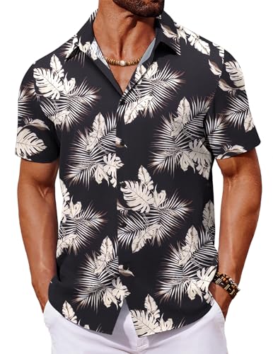 COOFANDY Hawaii Hemd Herren Sommer Freizeithemd Button Down Hawaiihemd Palmen Hemd Regular Fit Floral Hawaii Outfit Palmblätter Schwarz XXL COOFANDY Hawaii Hemd Herren Sommer Freizeithemd Button Down Hawaiihemd Palmen Hemd Regular Fit Floral Hawaii Outfit Palmblätter Schwarz XXL von COOFANDY
