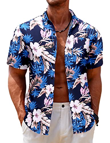 COOFANDY Hawaii Hemd Herren Sommer Kurzarm Casual Freizeithemden Blumenmuster Button Down Hawaiihemd Mit Tasche Blau XXL COOFANDY Hawaii Hemd Herren Sommer Kurzarm Casual Freizeithemden Blumenmuster Button Down Hawaiihemd Mit Tasche Blau XXL von COOFANDY
