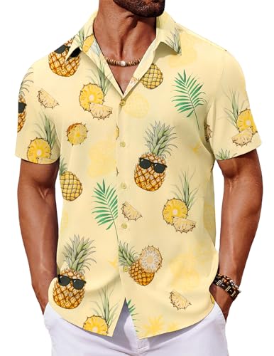 COOFANDY Hawaii Hemd Herren Sommerhemd Leichtes Button Down Hawaiihemd Ananas Hemd Regular Fit Hawaii Outfit Ananas Gelb XXL COOFANDY Hawaii Hemd Herren Sommerhemd Leichtes Button Down Hawaiihemd Ananas Hemd Regular Fit Hawaii Outfit Ananas Gelb XXL von COOFANDY