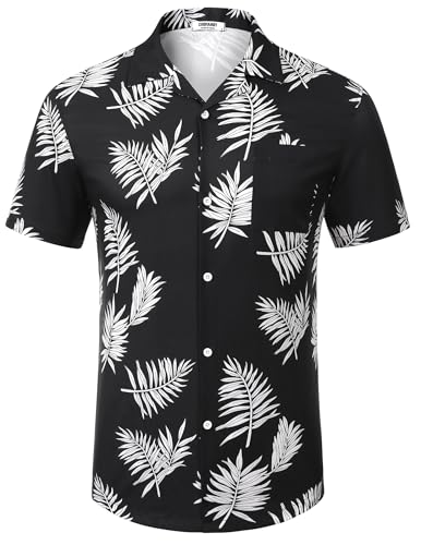 COOFANDY Hawaii Hemd Männer Hemd Herren Kurzarm mit Taschen Hawaiihemd Freizeithemd Sommerhemd Männer Urlaub Party Hemd Strandhemd Schwarz Palmblatt XXL COOFANDY Hawaii Hemd Männer Hemd Herren Kurzarm mit Taschen Hawaiihemd Freizeithemd Sommerhemd Männer Urlaub Party Hemd Strandhemd Schwarz Palmblatt XXL von COOFANDY