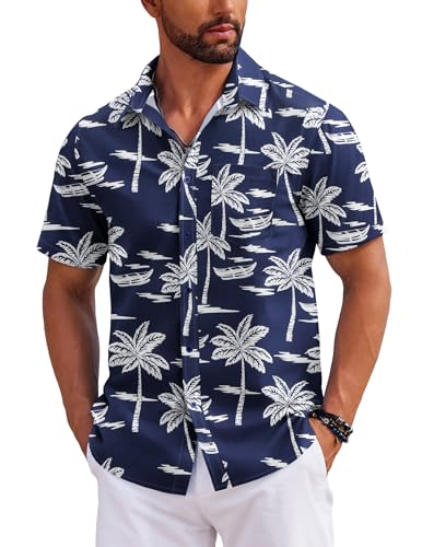 COOFANDY Hawaii Hemd Männer Kurzarm SStrandhemd Herren Sommer Hemd Button Down Freizeit Kurzarmhemd mit Tasche SP50 M von COOFANDY