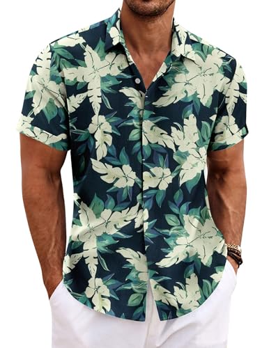 COOFANDY Hawaii Hemd Männer Kurzarm Sommerhemd Baumwolle Blumen Freizeithemd Urlaub Strand Herrenhemd Grun Flower XXL COOFANDY Hawaii Hemd Männer Kurzarm Sommerhemd Baumwolle Blumen Freizeithemd Urlaub Strand Herrenhemd Grun Flower XXL von COOFANDY
