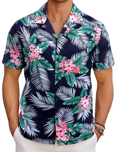 COOFANDY Hawaii Hemd Männer Blumen Hawaiihemd Herren Kurzarm Sommerhemd Strand Hawaii Kostüm Casual Regular Fit Urlaubshemd Strandhemd Party Beach Shirt Button Down Hawaiian Shirt Blumen B 3XL von COOFANDY