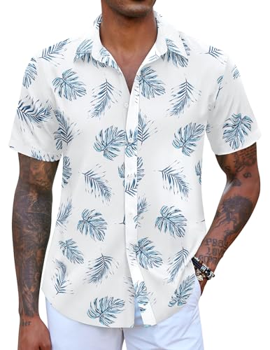 COOFANDY Hawaii Herren Hemd Männer Kurzarm Sommerhemd Print Hawaiihemd Button Down Strand Hemd Weiß XXL COOFANDY Hawaii Herren Hemd Männer Kurzarm Sommerhemd Print Hawaiihemd Button Down Strand Hemd Weiß XXL von COOFANDY