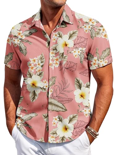 COOFANDY Hawaiihemd Herren Hemd Kurzarm Freizeithemden Sommerhemd Männer Blumen Urlaub Strand Hemd mit Taschen Regular Fit Blume-Rosa XXL COOFANDY Hawaiihemd Herren Hemd Kurzarm Freizeithemden Sommerhemd Männer Blumen Urlaub Strand Hemd mit Taschen Regular Fit Blume-Rosa XXL von COOFANDY