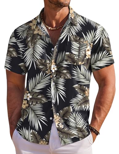 COOFANDY Hawaiihemd Herren Kurzarm Blumen Hemd Sommerhemd Bügelfrei Freizeithemd Männer Urlaubshemd Strand Beach Hemd Schwarz-Gelbblume M COOFANDY Hawaiihemd Herren Kurzarm Blumen Hemd Sommerhemd Bügelfrei Freizeithemd Männer Urlaubshemd Strand Beach Hemd Schwarz-Gelbblume M von COOFANDY
