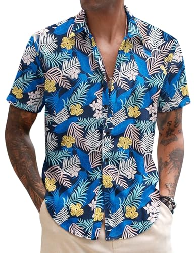 COOFANDY Hawaiihemd Herren Kurzarm Freizeithemd Tropical Floral Sommer Strand Hawaii Regular Fit Button Down Shirt PAT10 S COOFANDY Hawaiihemd Herren Kurzarm Freizeithemd Tropical Floral Sommer Strand Hawaii Regular Fit Button Down Shirt PAT10 S von COOFANDY