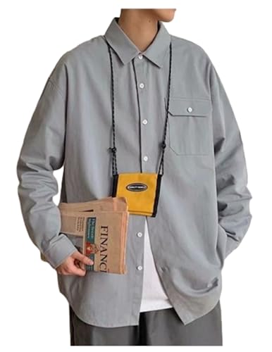 COOFANDY Hemd Herren Button Down Langarm Freizeithemden Einfarbig Casual Regular Fit Arbeitshemd hellblau XXL von COOFANDY