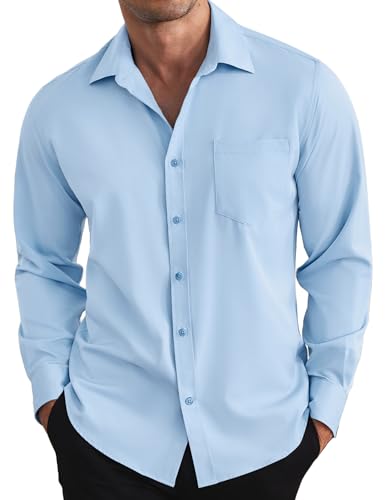 COOFANDY Hemd Herren Freizeithemd Langarm Oberhemden Button Down Hemden Regular Fit Businesshemden Anzugshemd mit Brusttasche Hellblau XXL COOFANDY Hemd Herren Freizeithemd Langarm Oberhemden Button Down Hemden Regular Fit Businesshemden Anzugshemd mit Brusttasche Hellblau XXL von COOFANDY
