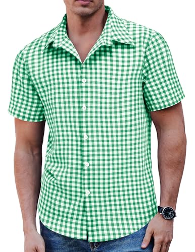 COOFANDY Hemd Herren Kariert Kurzarm Freizeithemd Regular Fit Sommerhemd Casual St. Patrick's Day Weiß Grün XXL COOFANDY Hemd Herren Kariert Kurzarm Freizeithemd Regular Fit Sommerhemd Casual St. Patrick's Day Weiß Grün XXL von COOFANDY