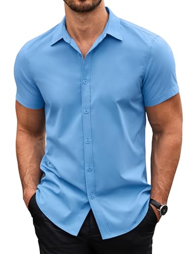 COOFANDY Hemd Herren Kurzarm Business Hemd Freizeithemd Bügelfrei Sommerhemd Regular Fit Kurzarmhemd Button Down Hemd Herrenhemd Kurzarm Blau XXL COOFANDY Hemd Herren Kurzarm Business Hemd Freizeithemd Bügelfrei Sommerhemd Regular Fit Kurzarmhemd Button Down Hemd Herrenhemd Kurzarm Blau XXL von COOFANDY