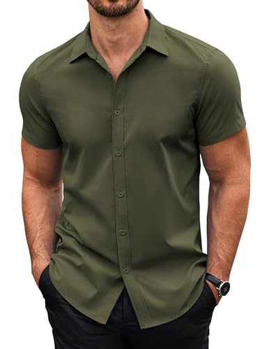 COOFANDY Hemd Herren Kurzarm Business Hemd Freizeithemden für Herren Bügelfreie Hemden Kurzarmhemd Stretch Hemd Regular Fit Sommerhemd Button Down Hemd Armeegrün S COOFANDY Hemd Herren Kurzarm Business Hemd Freizeithemden für Herren Bügelfreie Hemden Kurzarmhemd Stretch Hemd Regular Fit Sommerhemd Button Down Hemd Armeegrün S von COOFANDY