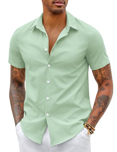 COOFANDY Hemd Herren Kurzarm Businesshemd Bügelfreie Hemden Leicht Sommerhemd Slim Fit Kurzarmhemden Freizeithemd Kurzarm Formales Hemd Wrinkle Free Hemd Hellgrün 5XL COOFANDY Hemd Herren Kurzarm Businesshemd Bügelfreie Hemden Leicht Sommerhemd Slim Fit Kurzarmhemden Freizeithemd Kurzarm Formales Hemd Wrinkle Free Hemd Hellgrün 5XL von COOFANDY