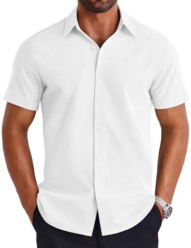 COOFANDY Sommer Hemd Herren Freizeit Kurzarm Formales Busimess Hemden Kurzarm Freizeithemd Hochzeit Basic Shirts Weiß L COOFANDY Sommer Hemd Herren Freizeit Kurzarm Formales Busimess Hemden Kurzarm Freizeithemd Hochzeit Basic Shirts Weiß L von COOFANDY