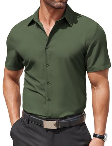 COOFANDY Kurzarmhemd Herren Business Hemd Kurzarm Freizeithemd Bügelfreie Hemden Button Down Herrenhemden Kurzarm Sommerhemd Leichtes Dunkelgrün L COOFANDY Kurzarmhemd Herren Business Hemd Kurzarm Freizeithemd Bügelfreie Hemden Button Down Herrenhemden Kurzarm Sommerhemd Leichtes Dunkelgrün L von COOFANDY