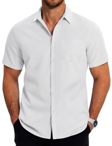COOFANDY Hemd Herren Kurzarm Regular Fit Sommerhemd Kurzarmhemd Freizeithemd Kurzarm Hemden Männer Büro Casual Hemd Basic Shirts mit Brusttasche Weiß XXL COOFANDY Hemd Herren Kurzarm Regular Fit Sommerhemd Kurzarmhemd Freizeithemd Kurzarm Hemden Männer Büro Casual Hemd Basic Shirts mit Brusttasche Weiß XXL von COOFANDY