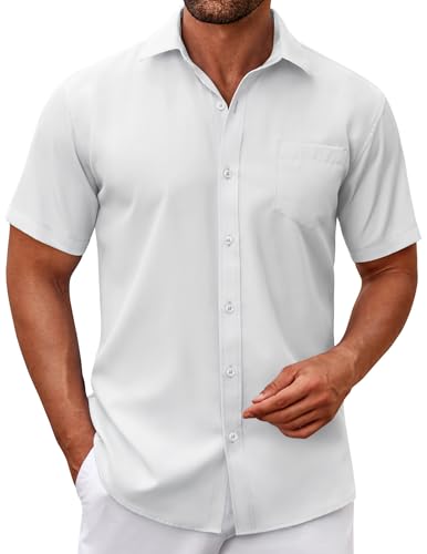 COOFANDY Hemd Herren Kurzarm Sommer Hemden Kurzarmhemd mit Brusttasche Businesshemd Casual Freizeithemd Button Down Weiß XXL COOFANDY Hemd Herren Kurzarm Sommer Hemden Kurzarmhemd mit Brusttasche Businesshemd Casual Freizeithemd Button Down Weiß XXL von COOFANDY