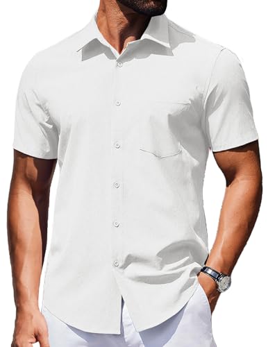 COOFANDY Hemd Herren Kurzarm Sommer Hemden Regular Fit Strand Leicht Männer Freizeithemden mit Brusttasche Weiß M COOFANDY Hemd Herren Kurzarm Sommer Hemden Regular Fit Strand Leicht Männer Freizeithemden mit Brusttasche Weiß M von COOFANDY