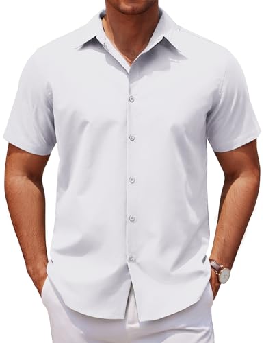 COOFANDY Hemd Herren Kurzarm Sommerhemd Kurzarmhemd Herrenhemd Button Down Businesshemd Einfarbig Freizeithemd für Herren Anzug Hemd Weiß M COOFANDY Hemd Herren Kurzarm Sommerhemd Kurzarmhemd Herrenhemd Button Down Businesshemd Einfarbig Freizeithemd für Herren Anzug Hemd Weiß M von COOFANDY