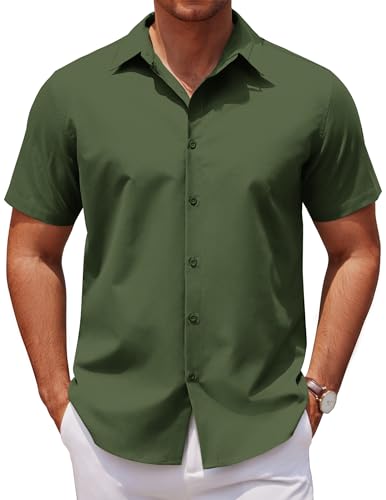 COOFANDY Herren Hemd Kurzarm Sommerhemd Einfarbig Kurzarmhemd Freizeithemd Button Down Businesshemd Anzug Formales Hemd Arbeitshemd Armee Grün XXL COOFANDY Herren Hemd Kurzarm Sommerhemd Einfarbig Kurzarmhemd Freizeithemd Button Down Businesshemd Anzug Formales Hemd Arbeitshemd Armee Grün XXL von COOFANDY