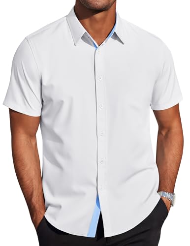 COOFANDY Hemd Herren Kurzarm Sommerhemd Freizeithemden Regular Fit Kurzarmhemd Herrenhemd Kurzarm Urlaubs Strand Hemd Businesshemd Lässiges Weiß XXL COOFANDY Hemd Herren Kurzarm Sommerhemd Freizeithemden Regular Fit Kurzarmhemd Herrenhemd Kurzarm Urlaubs Strand Hemd Businesshemd Lässiges Weiß XXL von COOFANDY