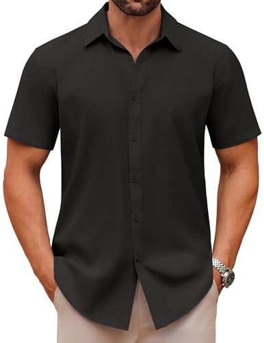 COOFANDY Kurzarmhemd Herren Leichts Sommerhemd Button Down Business Hemd Freizeithemd Arbeitshemden Männer Anzug Hemd Hochzeitshemd Schwarz XXL COOFANDY Kurzarmhemd Herren Leichts Sommerhemd Button Down Business Hemd Freizeithemd Arbeitshemden Männer Anzug Hemd Hochzeitshemd Schwarz XXL von COOFANDY