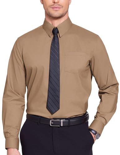 COOFANDY Herren Langarm Businesshemd Mit Brusttasche - Regular Fit Anzug Hemd für Hochzeit Und Freizeit - Bügelleicht Khaki 3XL COOFANDY Herren Langarm Businesshemd Mit Brusttasche - Regular Fit Anzug Hemd für Hochzeit Und Freizeit - Bügelleicht Khaki 3XL von COOFANDY