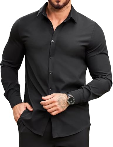 COOFANDY Hemd Herren Langarm Freizeithemd Button Down Slim Fit Businesshemd Männer Schwarz S COOFANDY Hemd Herren Langarm Freizeithemd Button Down Slim Fit Businesshemd Männer Schwarz S von COOFANDY