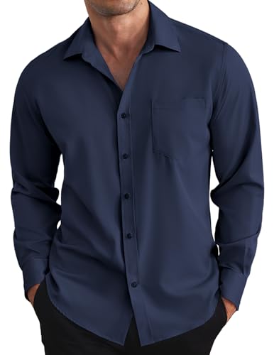 COOFANDY Hemd Herren Langarm Freizeithemd Langarmhemd Einfarbig Herrenhemd Langarm Businesshemd Regular Fit Männer Hemd mit Brusttasche Navy Blau XXL COOFANDY Hemd Herren Langarm Freizeithemd Langarmhemd Einfarbig Herrenhemd Langarm Businesshemd Regular Fit Männer Hemd mit Brusttasche Navy Blau XXL von COOFANDY