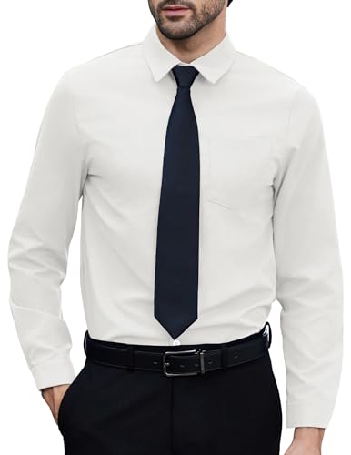 COOFANDY Hemden für Herren Business Hemd Langarm Herrenhemden Businesshemd Langarmhemd Anzughemd Freizeithemd Regular Fit Oberhemd für Hochzeit Weiß 3XL von COOFANDY