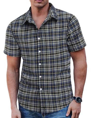 COOFANDY Hemd Kurzarm Herren Kariertes Flanellhemd Herren Kurzarm Karohemd Freizeithemd Sommer Regular Fit Dunkelblau Weiß XXL COOFANDY Hemd Kurzarm Herren Kariertes Flanellhemd Herren Kurzarm Karohemd Freizeithemd Sommer Regular Fit Dunkelblau Weiß XXL von COOFANDY