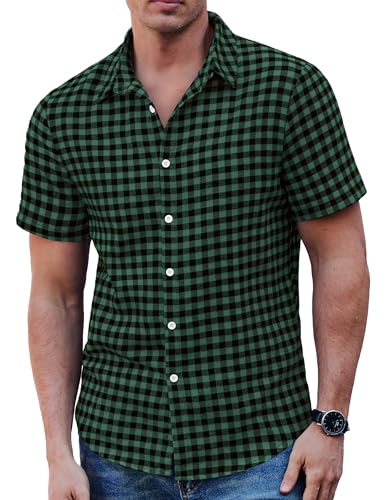 COOFANDY Hemd Kurzarm Herren Kariertes Flanellhemd Herren Kurzarm Karohemd Freizeithemd Sommer Regular Fit Grün Schwarz L COOFANDY Hemd Kurzarm Herren Kariertes Flanellhemd Herren Kurzarm Karohemd Freizeithemd Sommer Regular Fit Grün Schwarz L von COOFANDY