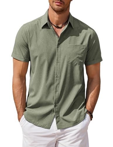 COOFANDY Hemd Kurzarm Herren Sommerhemd Freizeithemd Strand Hemd Kurzarm Herren Businesshemd Regular Fit mit Brusttasche Armeegrün XXL COOFANDY Hemd Kurzarm Herren Sommerhemd Freizeithemd Strand Hemd Kurzarm Herren Businesshemd Regular Fit mit Brusttasche Armeegrün XXL von COOFANDY