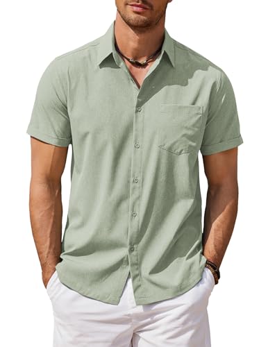 COOFANDY Hemd Kurzarm Herren Sommerhemd Freizeithemd Strand Hemd Kurzarm Herren Businesshemd Regular Fit mit Brusttasche Hellgrün XL COOFANDY Hemd Kurzarm Herren Sommerhemd Freizeithemd Strand Hemd Kurzarm Herren Businesshemd Regular Fit mit Brusttasche Hellgrün XL von COOFANDY