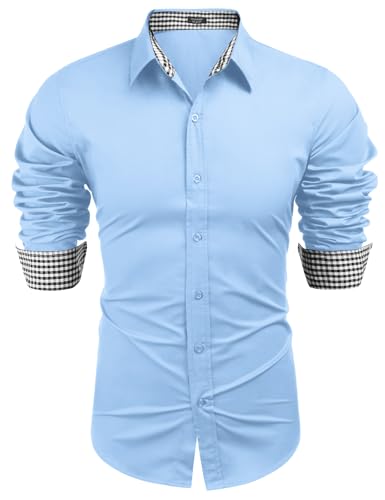 COOFANDY Hemd Modern Fit Herren Freizeithemden Regular Fit Karohemd Langarm Business Hemd Hellblau XXL COOFANDY Hemd Modern Fit Herren Freizeithemden Regular Fit Karohemd Langarm Business Hemd Hellblau XXL von COOFANDY