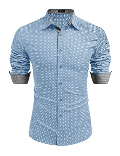 COOFANDY Hemd für Herren Langarm Hemden Modern Fit Businesshemd Kent-Kragen Printed Freizeithemd Plaid Muster PAT16 S von COOFANDY