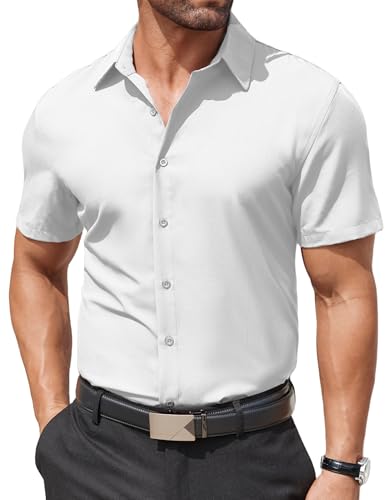 COOFANDY Herren Kurzarmhemd Business Hemd Bügelfrei Herrenhemd Kurzarm Freizeithemd Sommerhemd Regular Fit Button Down Hemd Weiß XXL COOFANDY Herren Kurzarmhemd Business Hemd Bügelfrei Herrenhemd Kurzarm Freizeithemd Sommerhemd Regular Fit Button Down Hemd Weiß XXL von COOFANDY