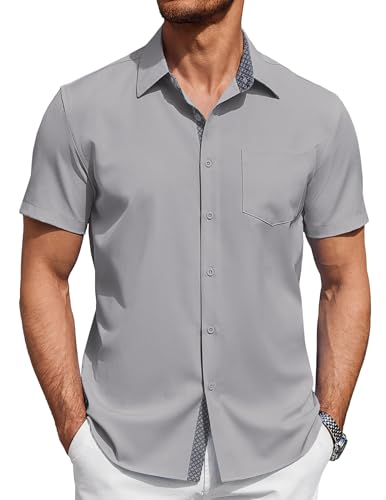 COOFANDY Hemden Herren Kurzarm Sommerhemd Regular Fit Freizeithemd Strandhemd Herrenhemden Mit Taschen Hellgrau XXL COOFANDY Hemden Herren Kurzarm Sommerhemd Regular Fit Freizeithemd Strandhemd Herrenhemden Mit Taschen Hellgrau XXL von COOFANDY